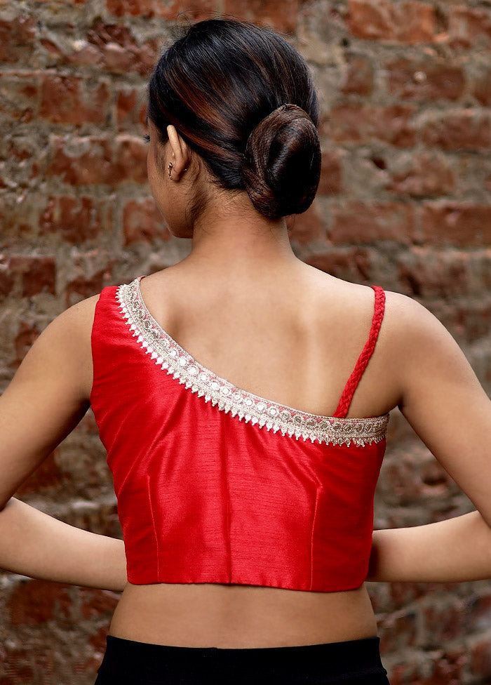 Red Dupion Silk Designer Blouse