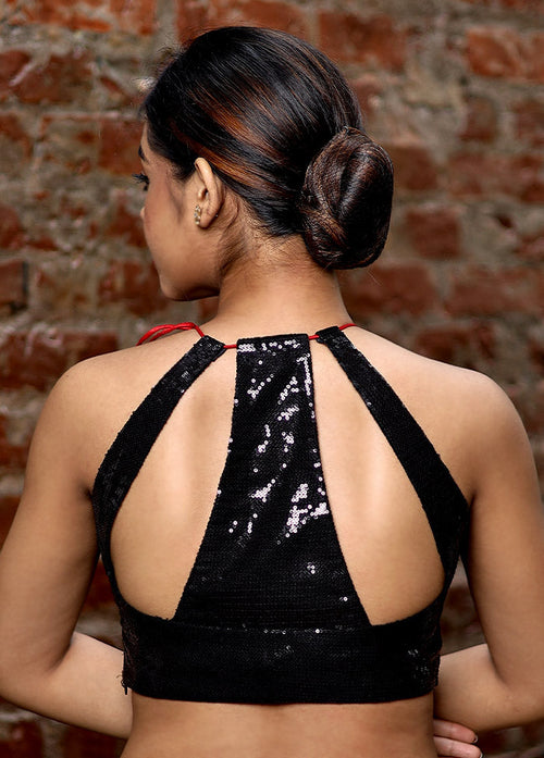 Black Sequined Designer Blouse