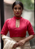 Red Dupion Silk Designer Blouse