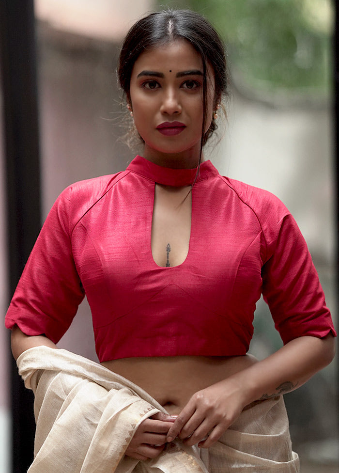 Red Dupion Silk Designer Blouse