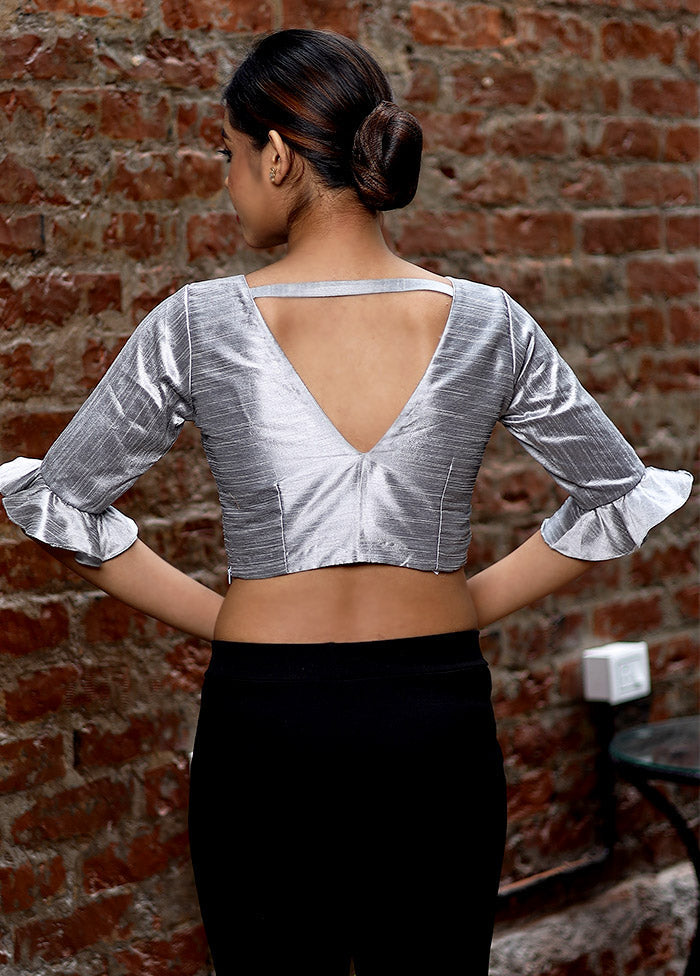 Grey Dupion Silk Designer Blouse