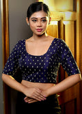 Blue Raw Silk Designer Blouse