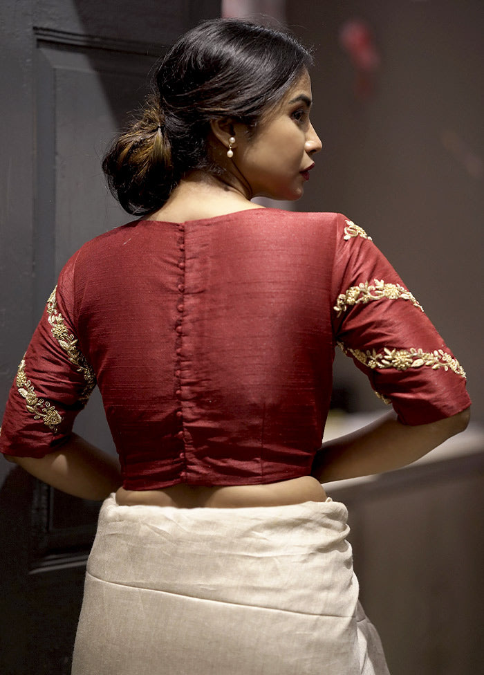 Maroon Dupion Silk Designer Blouse