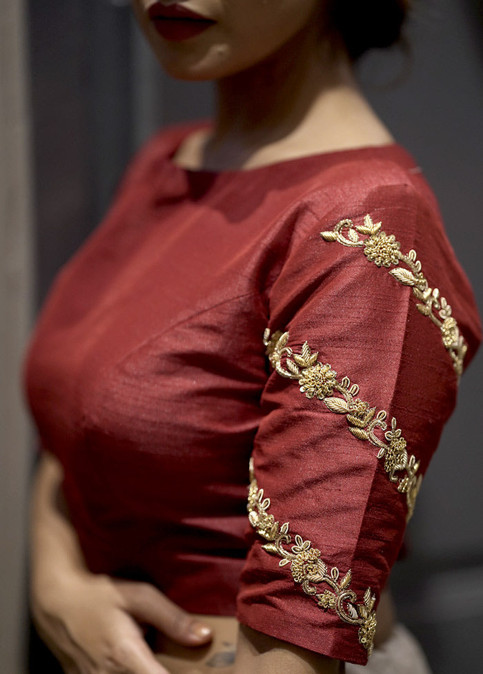 Maroon Dupion Silk Designer Blouse