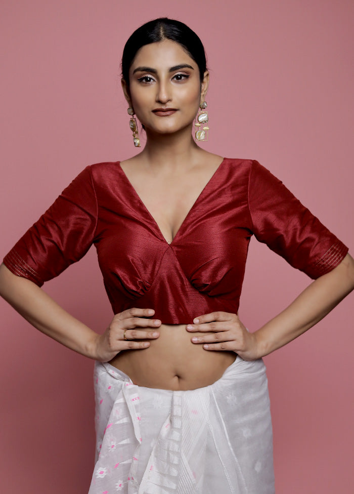 Maroon Dupion Silk Designer Blouse