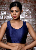 Blue Dupion Silk Designer Blouse