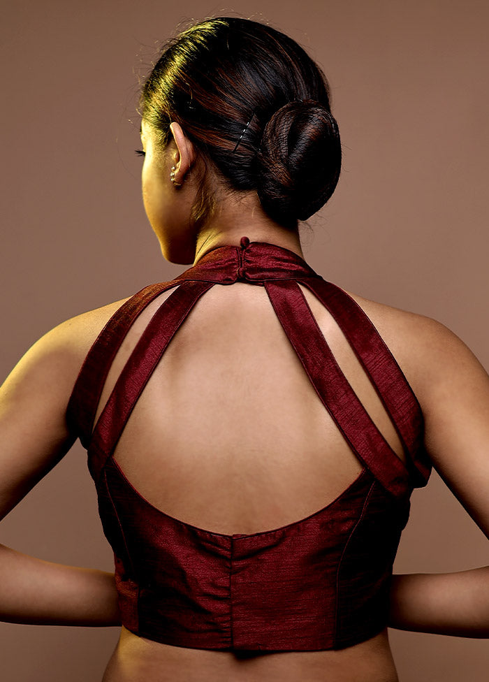 Maroon Dupion Silk Designer Blouse