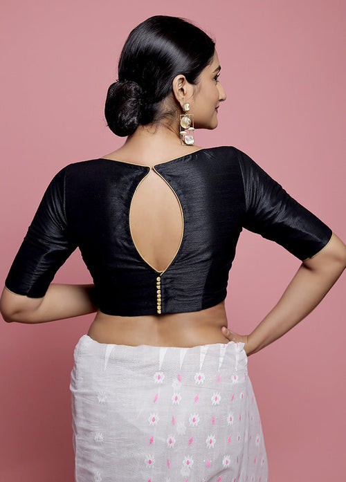 Black Dupion Silk Designer Blouse
