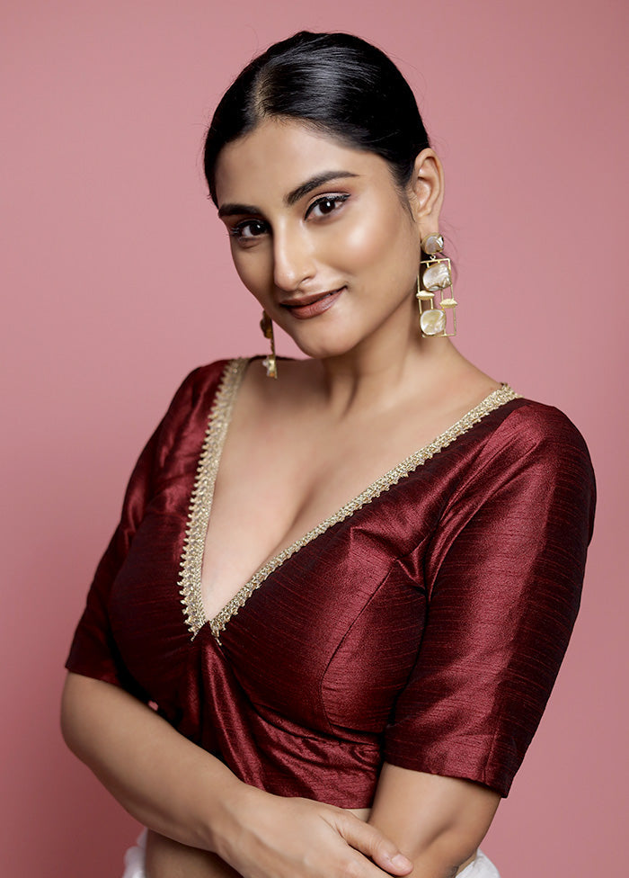 Maroon Dupion Silk Designer Blouse