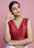 Maroon Dupion Silk Designer Blouse