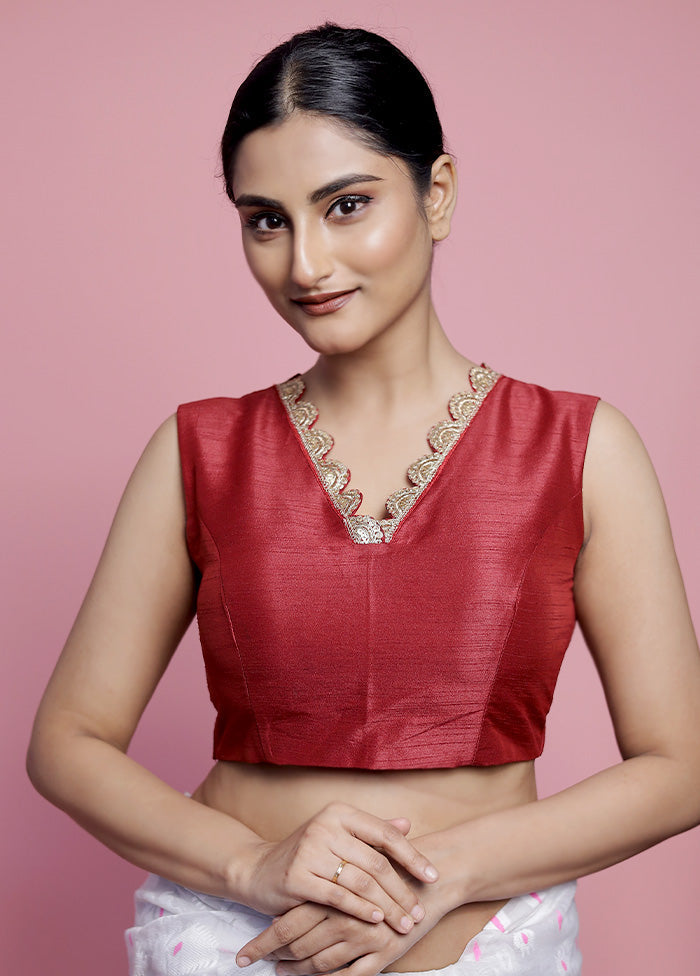 Maroon Dupion Silk Designer Blouse