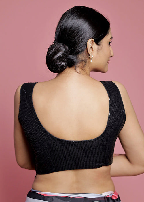 Black Sequin Designer Blouse
