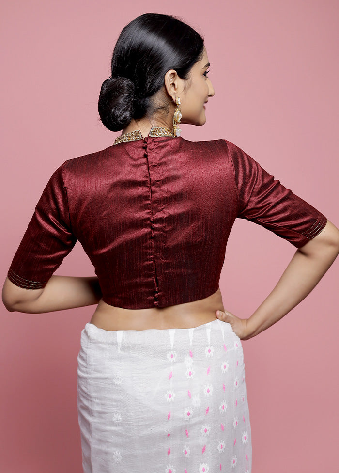 Maroon Dupion Silk Designer Blouse
