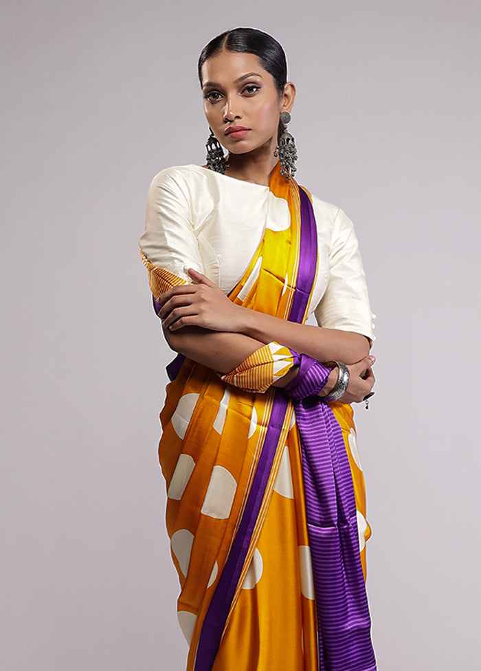 Yellow Georgette Saree With Blouse Piece