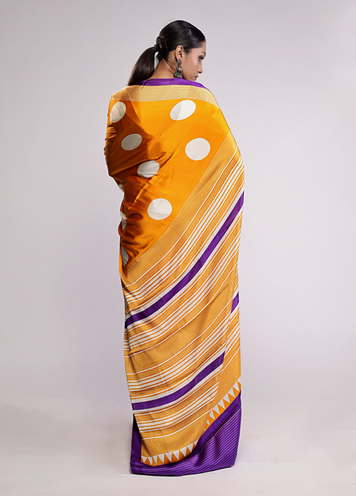 Yellow Georgette Saree With Blouse Piece