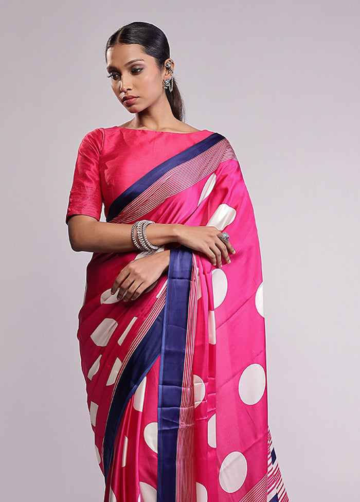 Pink Georgette Saree With Blouse Piece