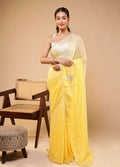 Yellow Georgette Saree With Blouse Piece