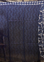 Blue Chanderi Silk Saree With Blouse Piece