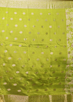 Green Chanderi Silk Saree With Blouse Piece