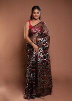 Black Organza Saree With Blouse Piece