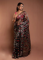 Black Organza Saree With Blouse Piece
