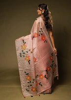 Pink Organza Saree With Blouse Piece