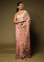 Pink Organza Saree With Blouse Piece