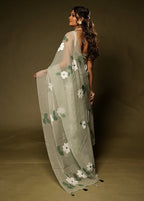 Green Organza Saree With Blouse Piece