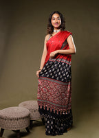 Red Modal Silk Saree Without Blouse Piece