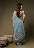 Green Organza Saree With Blouse Piece