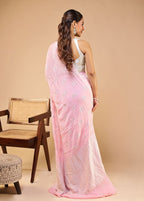 Pink Handloom Pure Georgette Saree With Blouse Piece
