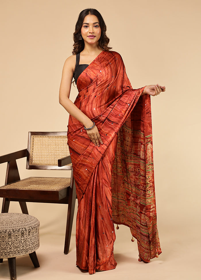 Rust Modal Silk Saree Without Blouse Piece