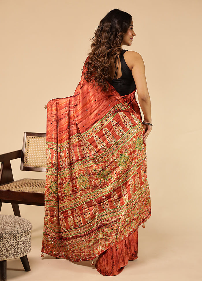 Rust Modal Silk Saree Without Blouse Piece