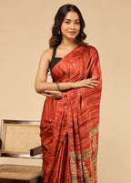 Rust Modal Silk Saree Without Blouse Piece