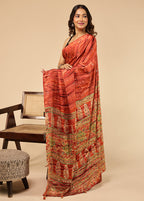 Rust Modal Silk Saree Without Blouse Piece