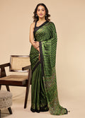 Green Printed Silk Saree Without Blouse Piece