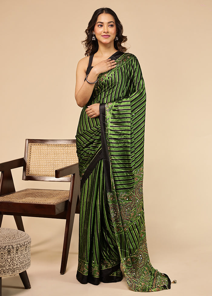 Green Modal Silk Saree Without Blouse Piece