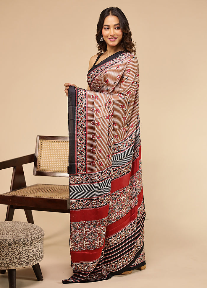 Rust Modal Silk Saree Without Blouse Piece