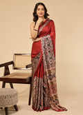 Red Modal Silk Saree Without Blouse Piece