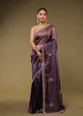 Purple Georgette Saree With Blouse Piece