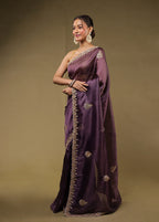 Purple Georgette Saree With Blouse Piece