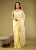 Yellow Organza Saree With Blouse Piece