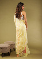 Yellow Organza Saree With Blouse Piece