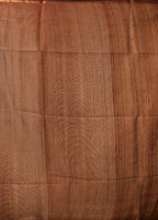 Brown Handloom Tussar Pure Silk Saree With Blouse Piece