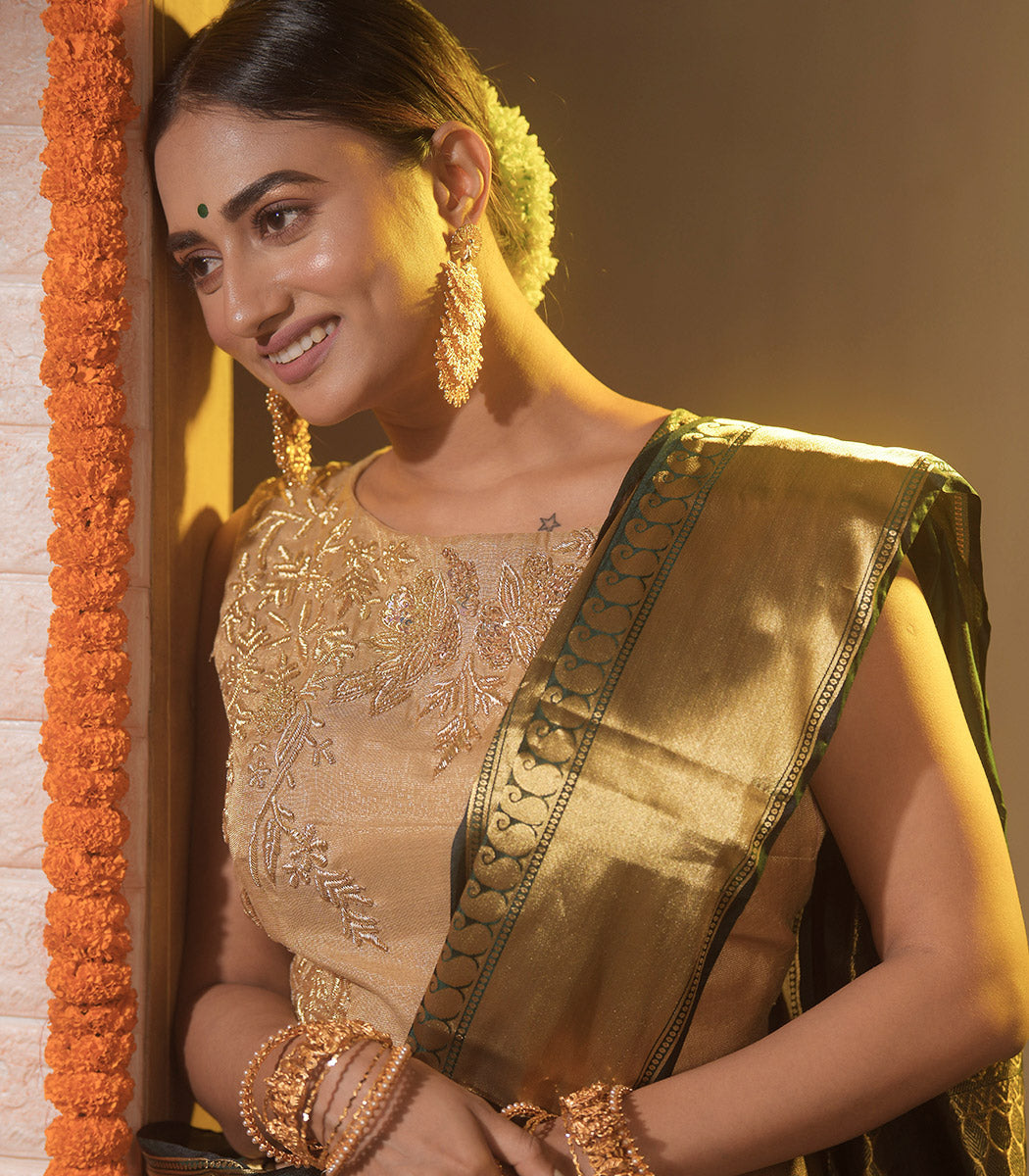Golden Tissue Designer Blouse
