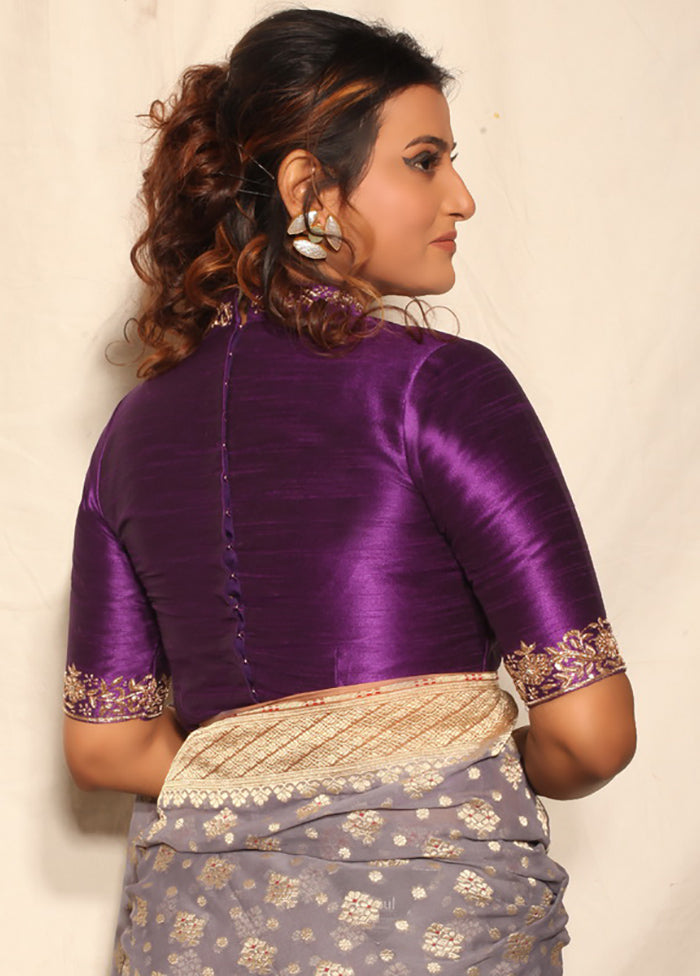Purple Pure Silk Designer Blouse