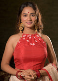 Red Silk Designer Blouse