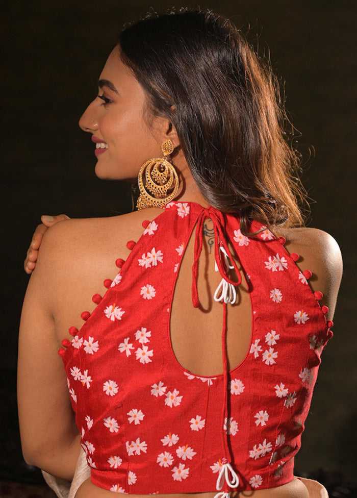 Red Silk Designer Blouse