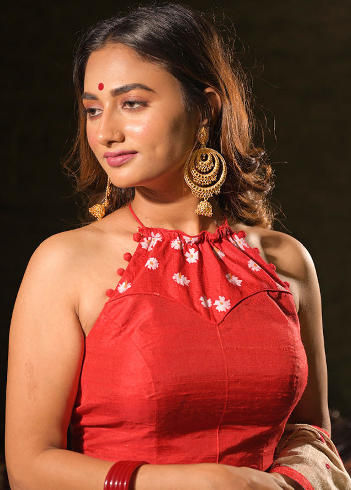 Red Silk Designer Blouse
