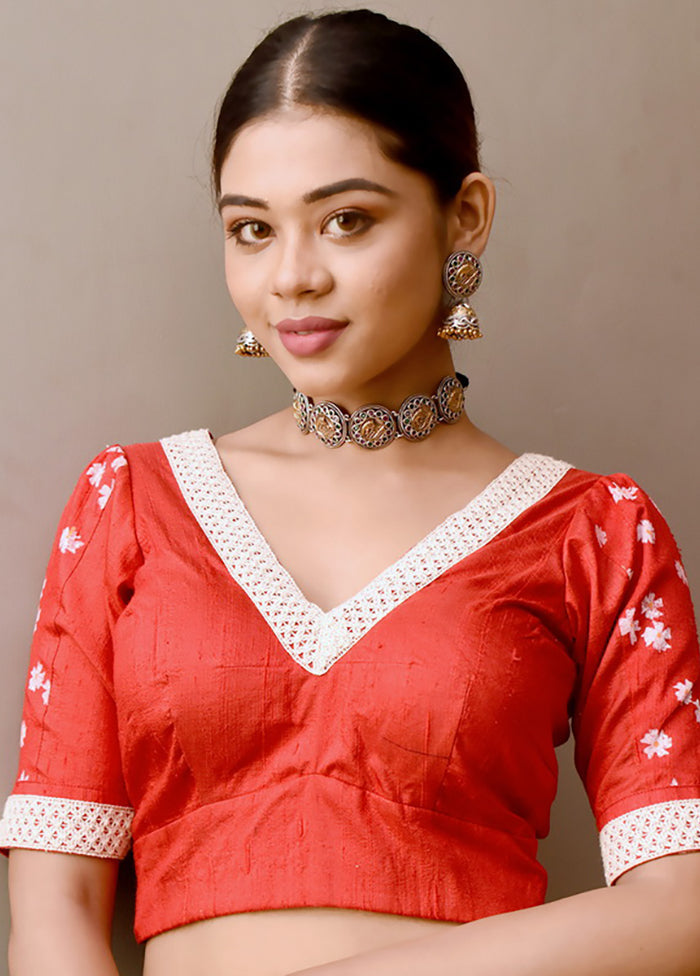 Red Silk Designer Blouse